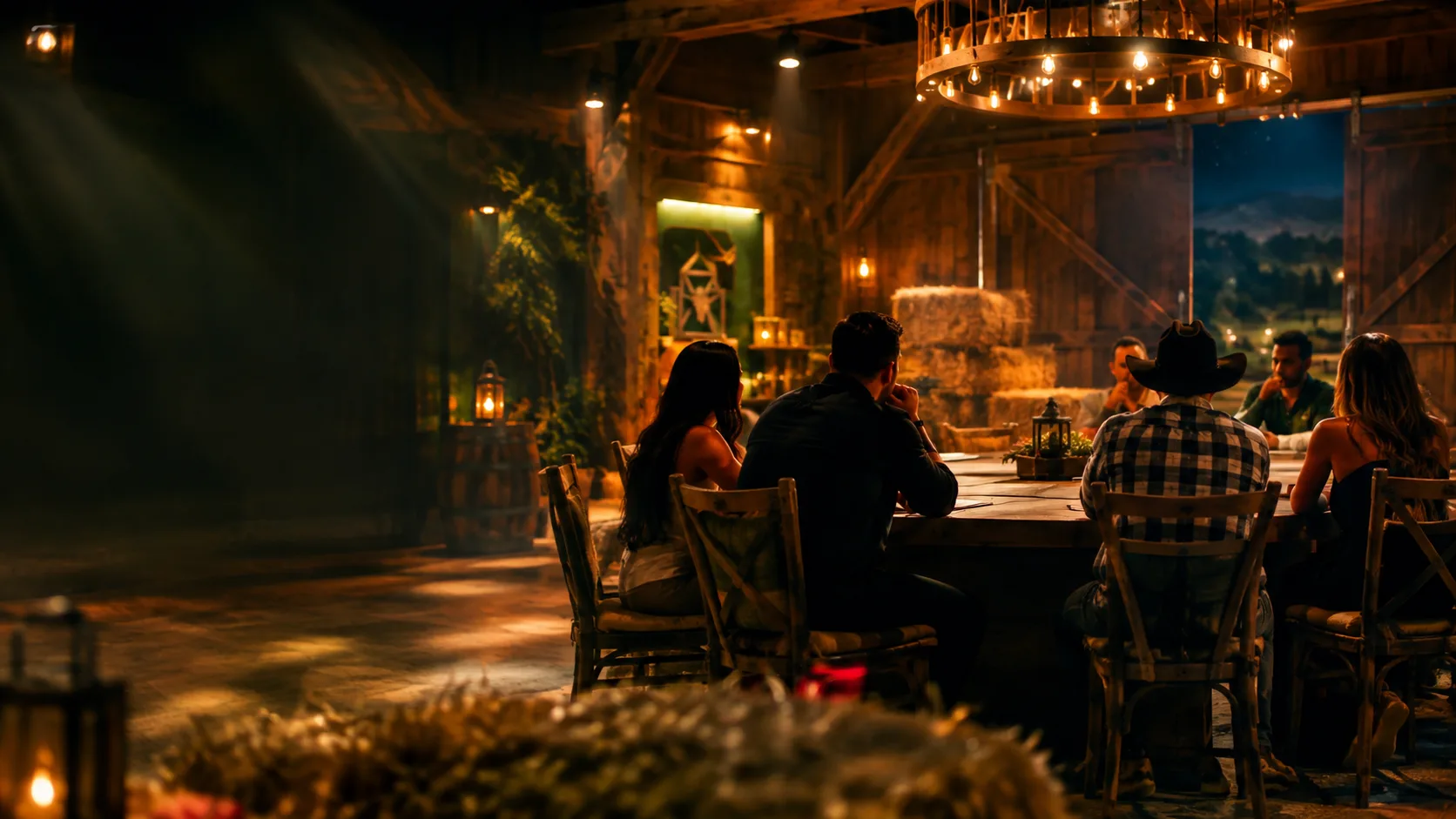 Rustic Barn Meeting at Night